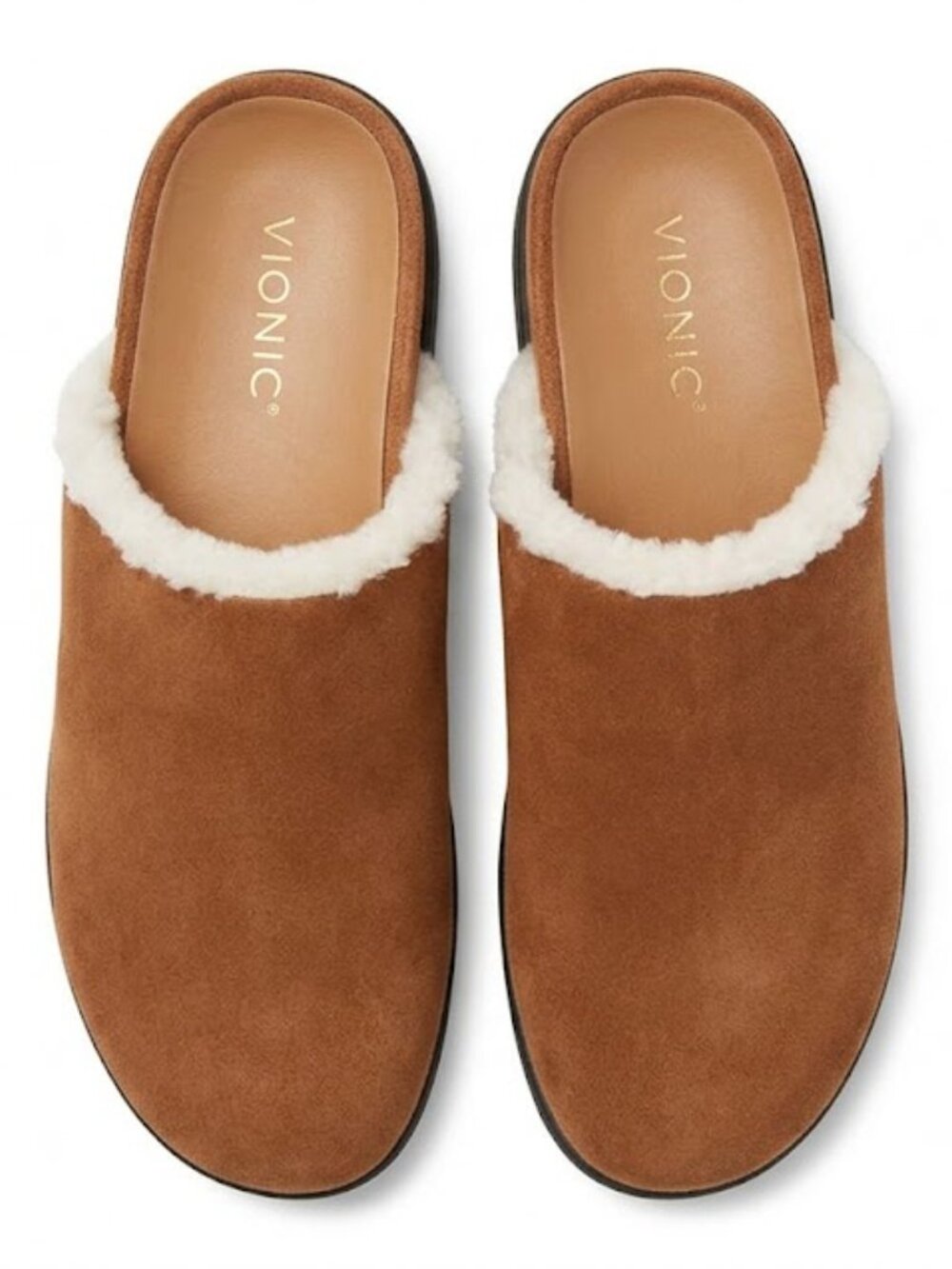 NWT Vionic Women's Size 10 Arlette Suede Slippers - Tan Clog Mules